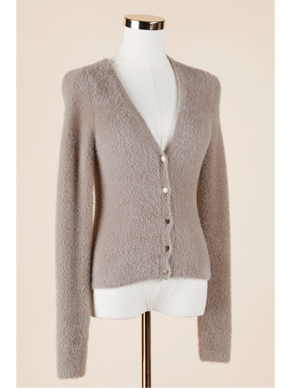 Sz S Abercrombie & Fitch Fuzzy Eyelash Slim V-Neck Cardigan In Cream EUC